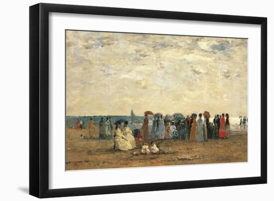 Bathers on the Beach at Trouville-Eug?ne Boudin-Framed Giclee Print