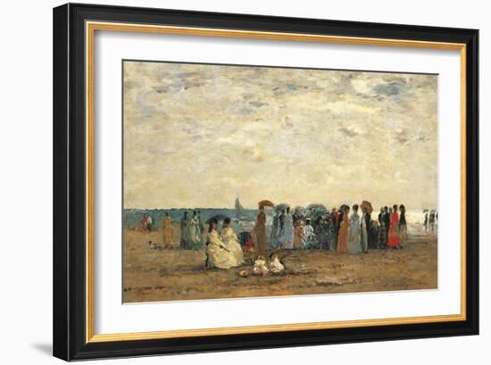 Bathers on the Beach at Trouville-Eug?ne Boudin-Framed Giclee Print