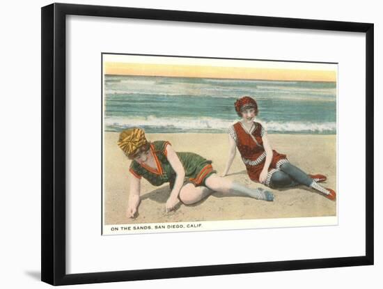 Bathers on the Beach, San Diego, California-null-Framed Art Print