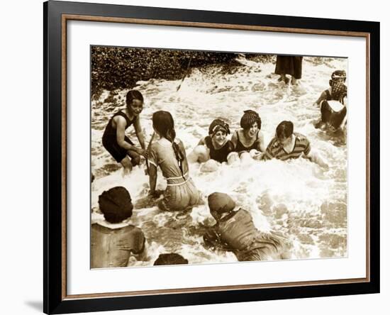 Bathers Playing in the Sea 1920s-null-Framed Photographic Print