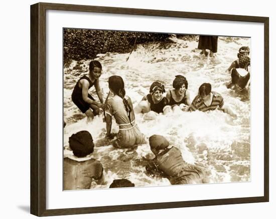 Bathers Playing in the Sea 1920s-null-Framed Photographic Print