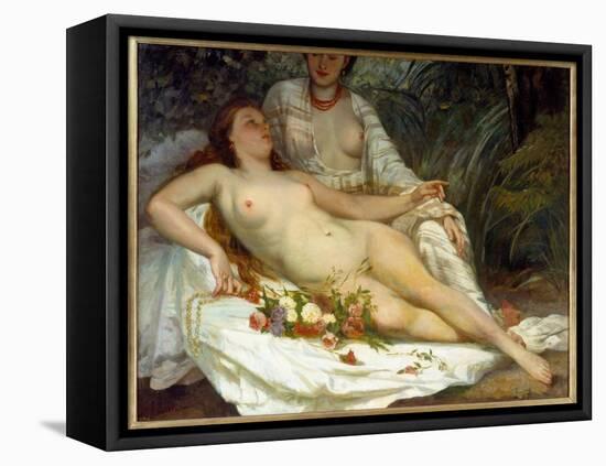 Bathers Says Two Naked Women. Painting by Gustave Courbet (1819-1877), 1858. Oil on Canvas. Dim: 1,-Gustave Courbet-Framed Premier Image Canvas