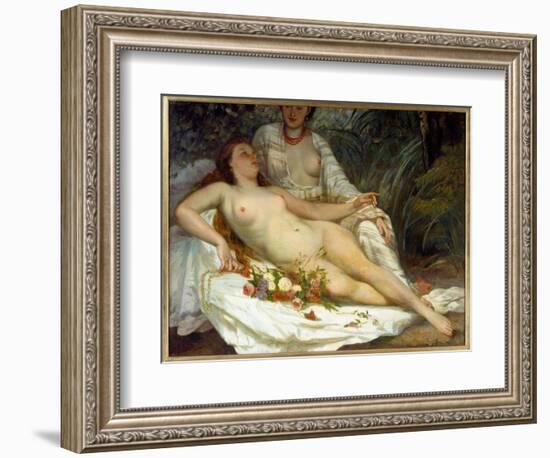 Bathers Says Two Naked Women. Painting by Gustave Courbet (1819-1877), 1858. Oil on Canvas. Dim: 1,-Gustave Courbet-Framed Giclee Print