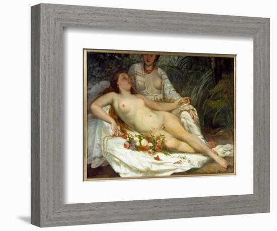 Bathers Says Two Naked Women. Painting by Gustave Courbet (1819-1877), 1858. Oil on Canvas. Dim: 1,-Gustave Courbet-Framed Giclee Print