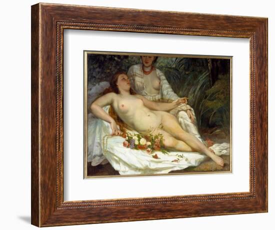 Bathers Says Two Naked Women. Painting by Gustave Courbet (1819-1877), 1858. Oil on Canvas. Dim: 1,-Gustave Courbet-Framed Giclee Print