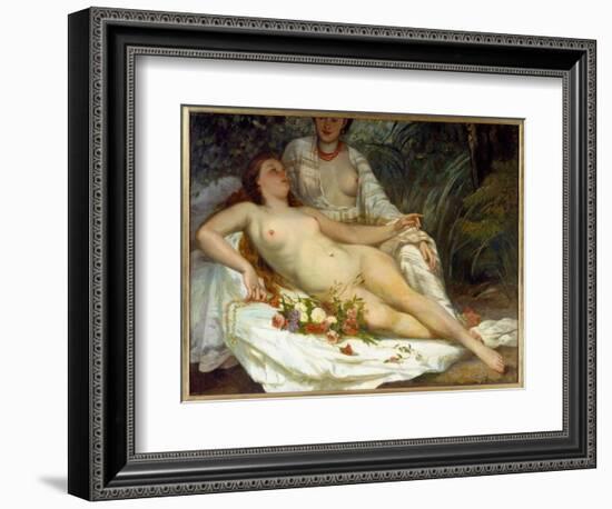 Bathers Says Two Naked Women. Painting by Gustave Courbet (1819-1877), 1858. Oil on Canvas. Dim: 1,-Gustave Courbet-Framed Giclee Print