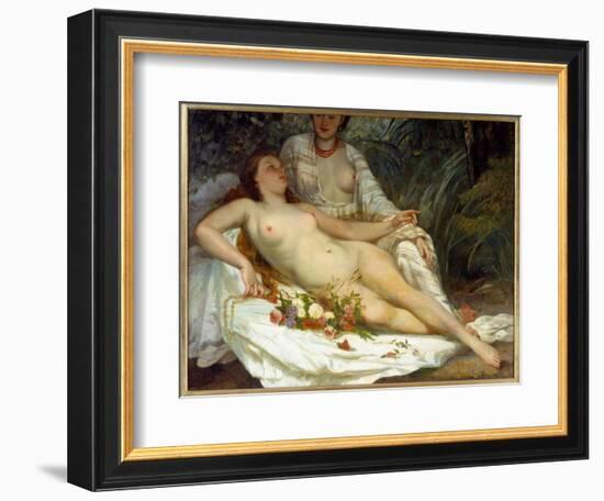 Bathers Says Two Naked Women. Painting by Gustave Courbet (1819-1877), 1858. Oil on Canvas. Dim: 1,-Gustave Courbet-Framed Giclee Print