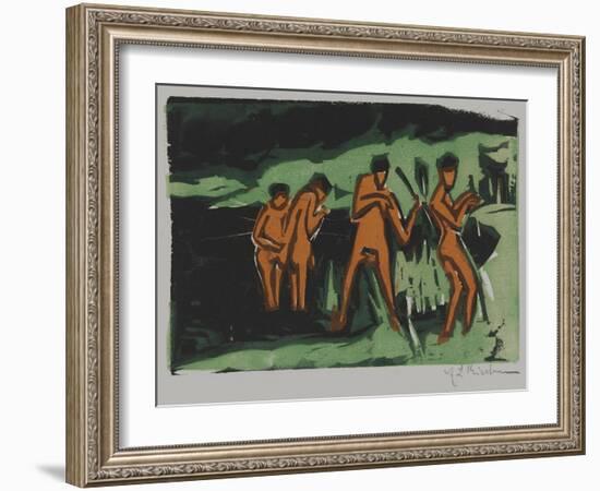 Bathers Tossing Reeds, 1910-Ernst Ludwig Kirchner-Framed Giclee Print