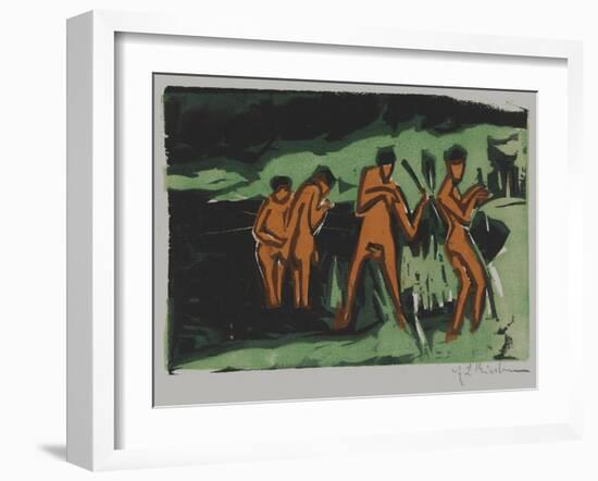 Bathers Tossing Reeds, 1910-Ernst Ludwig Kirchner-Framed Giclee Print