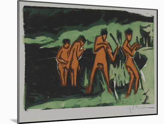 Bathers Tossing Reeds, 1910-Ernst Ludwig Kirchner-Mounted Giclee Print