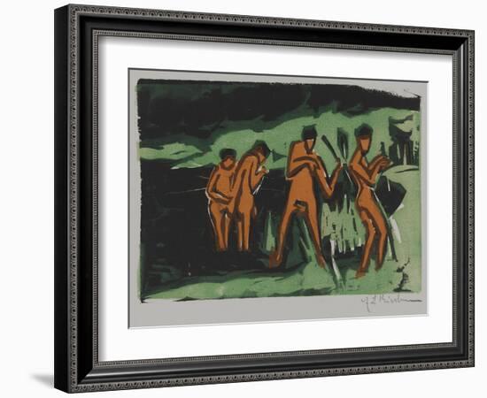 Bathers Tossing Reeds, 1910-Ernst Ludwig Kirchner-Framed Giclee Print