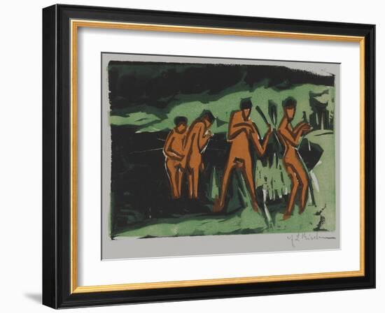 Bathers Tossing Reeds, 1910-Ernst Ludwig Kirchner-Framed Giclee Print