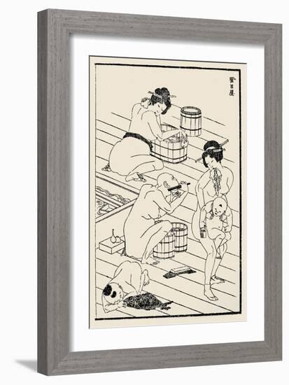 Bathhouse, C. 1836-Katsushika Hokusai-Framed Giclee Print