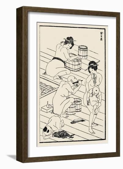 Bathhouse, C. 1836-Katsushika Hokusai-Framed Giclee Print