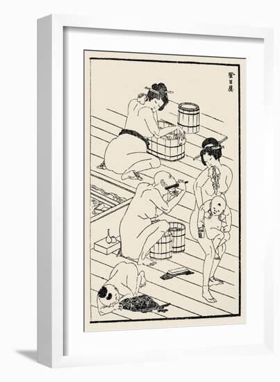 Bathhouse, C. 1836-Katsushika Hokusai-Framed Giclee Print