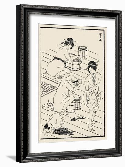 Bathhouse, C. 1836-Katsushika Hokusai-Framed Giclee Print