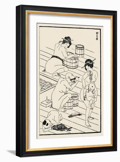 Bathhouse, C. 1836-Katsushika Hokusai-Framed Giclee Print