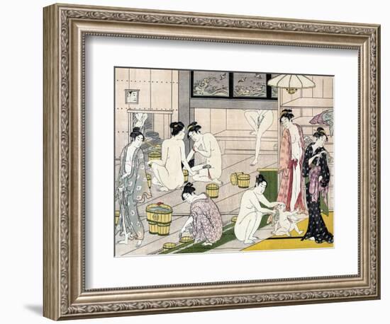 Bathhouse Women, Japanese Wood-Cut Print-Lantern Press-Framed Art Print