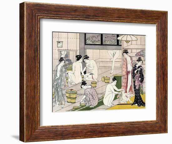 Bathhouse Women, Japanese Wood-Cut Print-Lantern Press-Framed Art Print