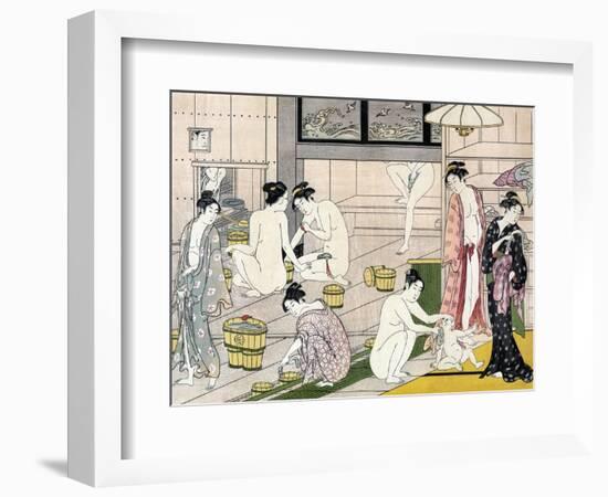 Bathhouse Women, Japanese Wood-Cut Print-Lantern Press-Framed Art Print