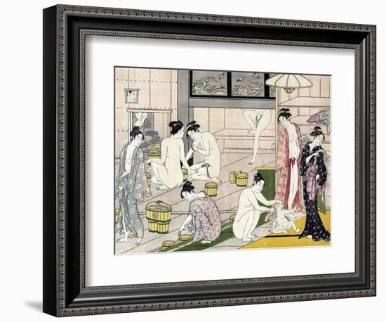 Bathhouse Women, Japanese Wood-Cut Print-Lantern Press-Framed Art Print