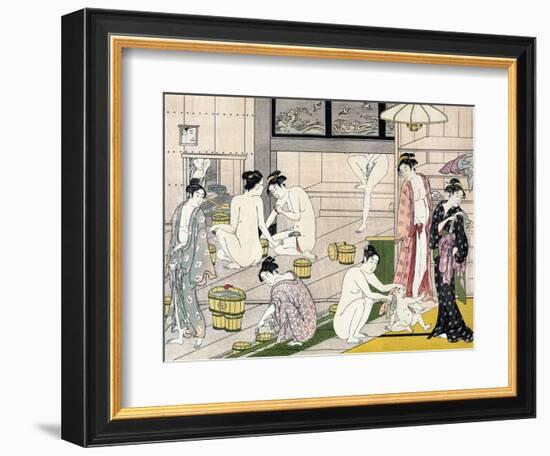 Bathhouse Women, Japanese Wood-Cut Print-Lantern Press-Framed Art Print