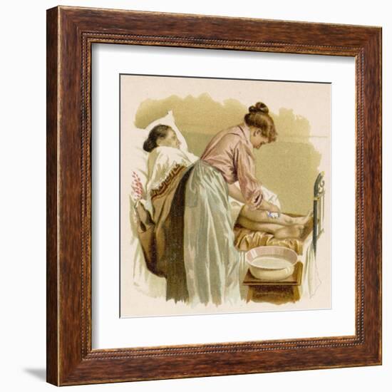 Bathing an Elderly Patient Who is Bed Bound-null-Framed Art Print