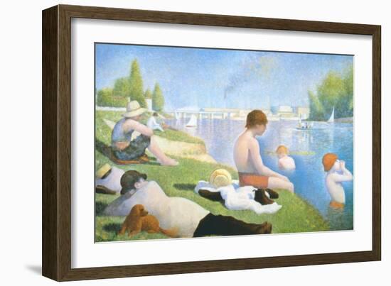 Bathing at Asnieres-Georges Seurat-Framed Art Print