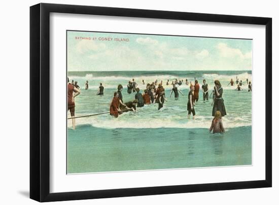 Bathing at Coney Island, New York City-null-Framed Art Print