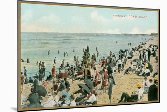 Bathing at Coney Island, New York-null-Mounted Art Print