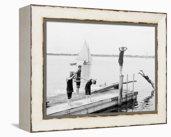 Bathing at Manhansett I.E. Manhanset House, Shelter Island, N.Y.-null-Framed Stretched Canvas