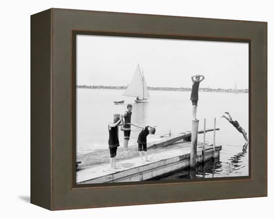 Bathing at Manhansett I.E. Manhanset House, Shelter Island, N.Y.-null-Framed Stretched Canvas