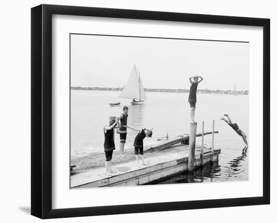 Bathing at Manhansett I.E. Manhanset House, Shelter Island, N.Y.-null-Framed Photo