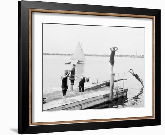 Bathing at Manhansett I.E. Manhanset House, Shelter Island, N.Y.-null-Framed Photo