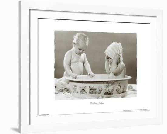Bathing Babies-null-Framed Art Print