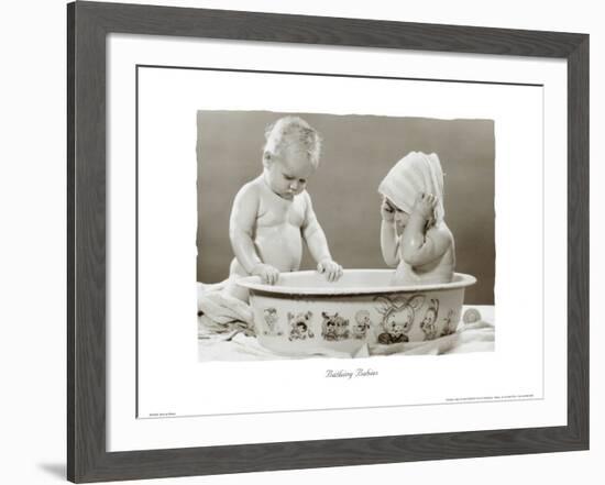 Bathing Babies-null-Framed Art Print