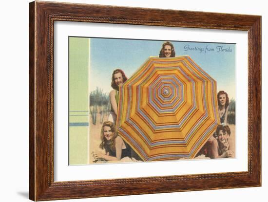 Bathing Beauties and Umbrella-null-Framed Art Print