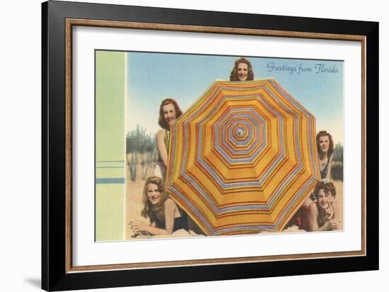 Bathing Beauties and Umbrella-null-Framed Art Print