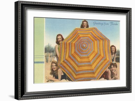 Bathing Beauties and Umbrella-null-Framed Art Print