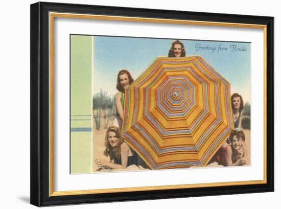 Bathing Beauties and Umbrella-null-Framed Art Print