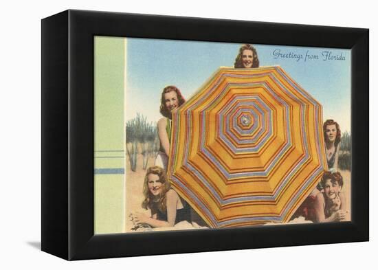 Bathing Beauties and Umbrella-null-Framed Stretched Canvas