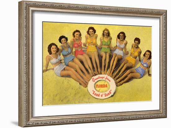 Bathing Beauties on Beach, Florida-null-Framed Art Print