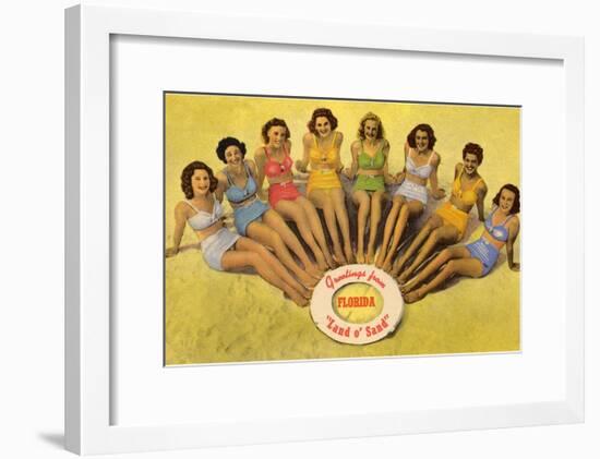 Bathing Beauties on Beach, Florida-null-Framed Art Print