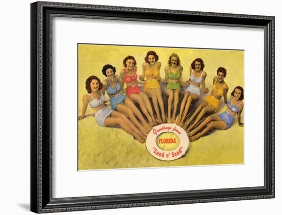 Bathing Beauties on Beach, Florida-null-Framed Art Print