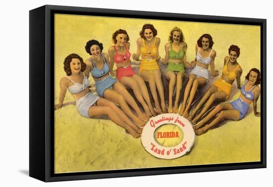 Bathing Beauties on Beach, Florida-null-Framed Stretched Canvas
