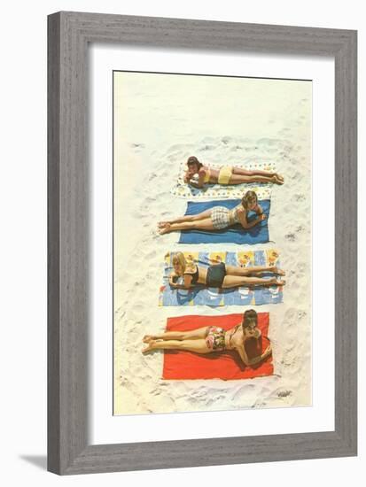 Bathing Beauties on Beach Towels-null-Framed Art Print