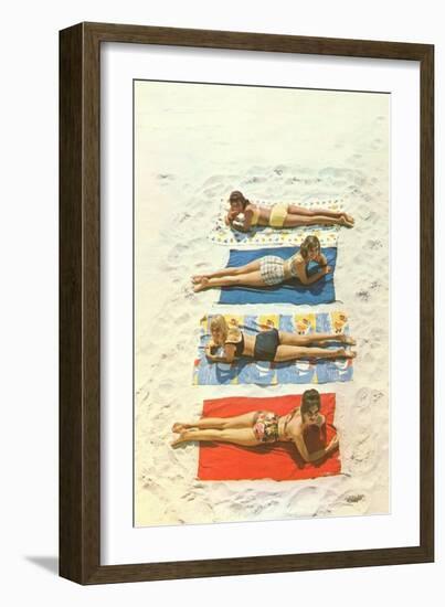 Bathing Beauties on Beach Towels-null-Framed Art Print