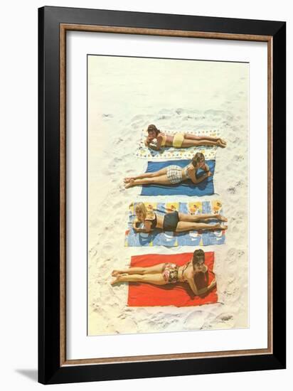 Bathing Beauties on Beach Towels-null-Framed Art Print