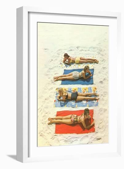 Bathing Beauties on Beach Towels-null-Framed Art Print