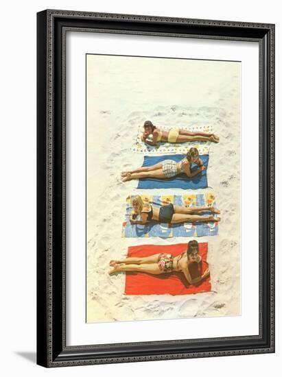 Bathing Beauties on Beach Towels-null-Framed Art Print